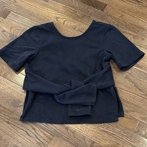 Nike Women's Dark Grey/Blue Short Sleeve Tee